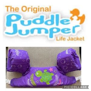 Preschooler Life Jacket, Puddle Jumper brand.Purple with Sea Turtle. EUC.